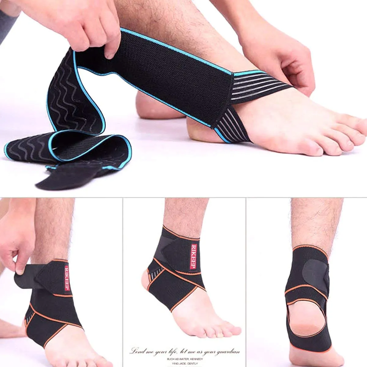 Ankle Support,Adjustable Ankle Brace Breathable Nylon Material Super Elastic and Comfortable,1 Size Fits all, Suitable for Sports (blue 1)
