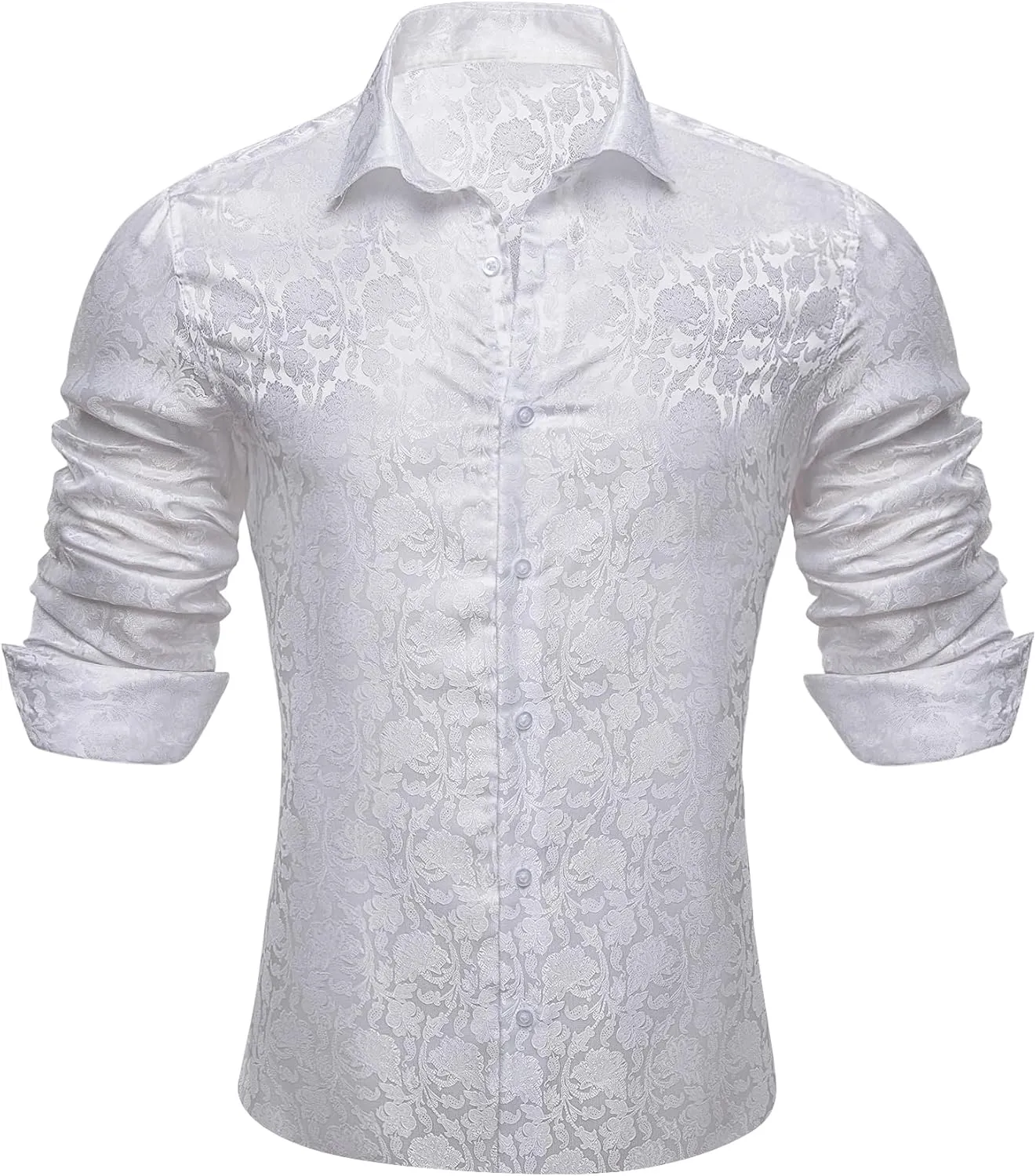 Barry.Wang Mens Casual Long Sleeve Shirts Silk Button Up Novelty Paisley Formal Dress Shirt Western Mexico Cowboy Custom