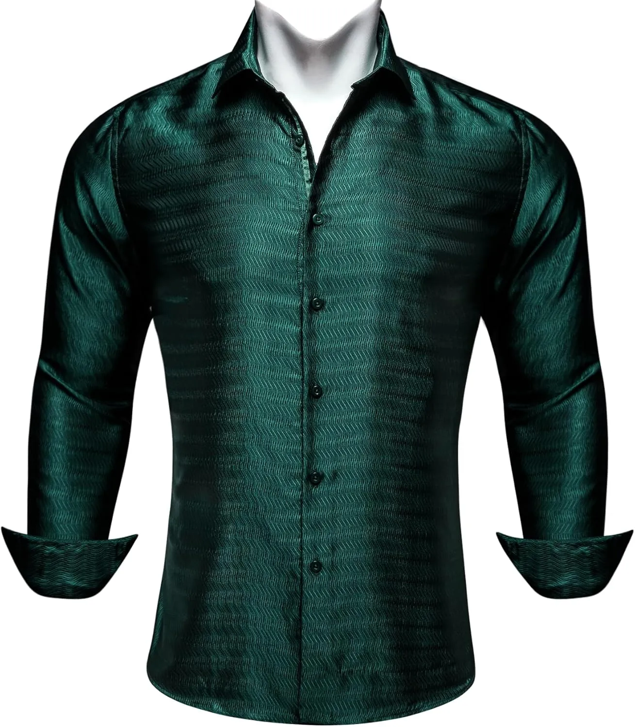 Barry.Wang Mens Casual Long Sleeve Shirts Silk Button Up Novelty Paisley Formal Dress Shirt Western Mexico Cowboy Custom