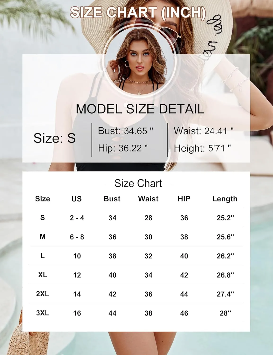 BMJL Women's Tummy Control Swimsuit Lace Up One Piece Bathing Suits Slimming V Neck Swimwear
