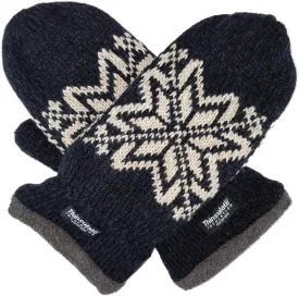 BRUCERIVER Mens Snowflake Knit Mittens with Warm Thinsulate Fleece Lining