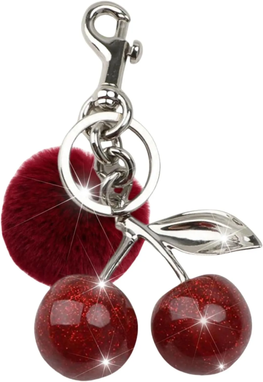 Cherry Keychain For Women Resin Silver Cherry Charm For Purse Bag Cute Handbag Accessories Key Chain Car Keychain