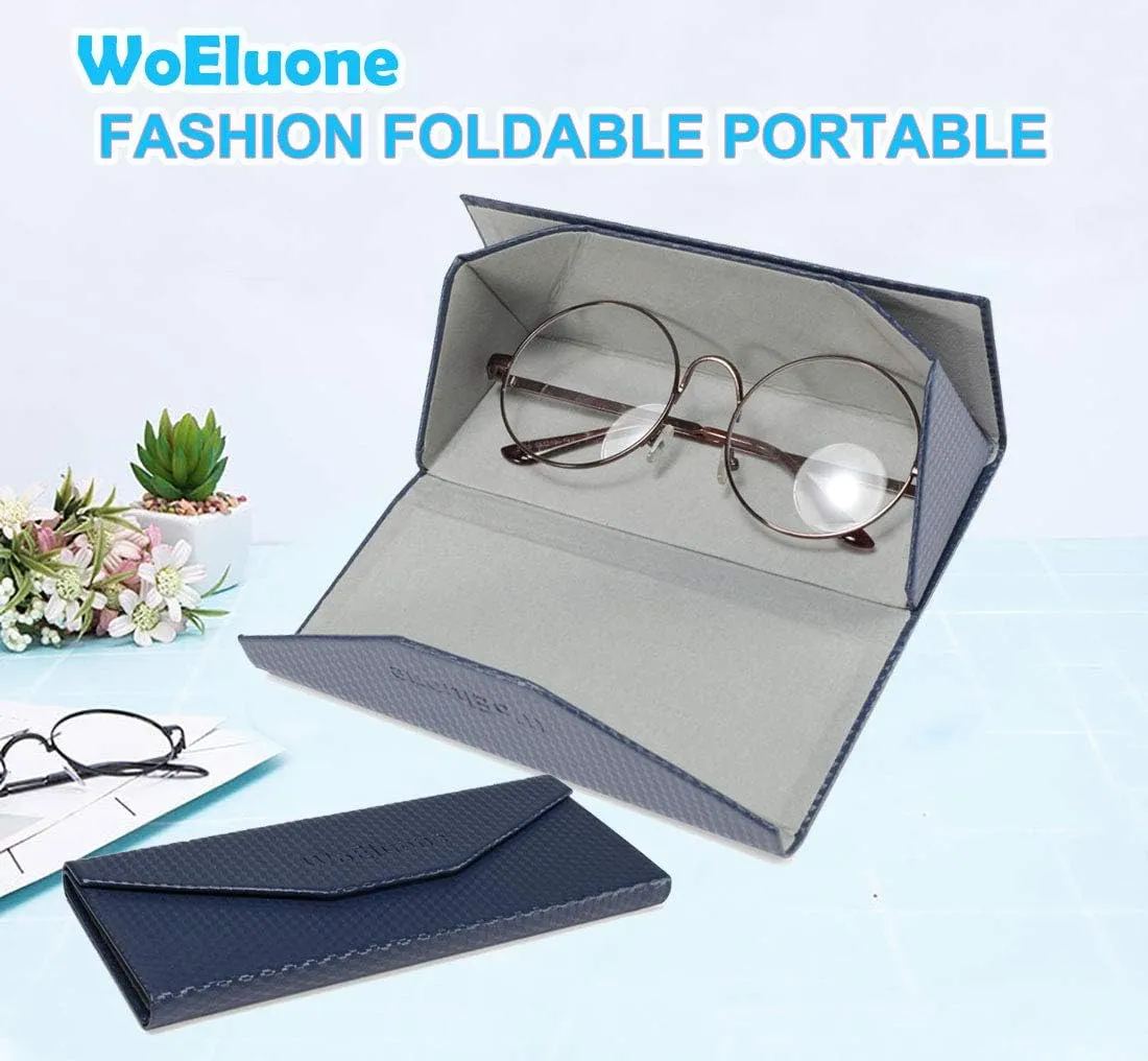Cute Cartoon Eyeglass Case Triangle Foldable Magnet Closure Sunglasses Case Holder and Matching Eyeglass Cloth