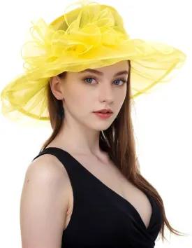 Derby Hats for Women 2025 Women's Elegant Organza Fascinator Sun Hat for Church, Tea Party, Weddings Hats