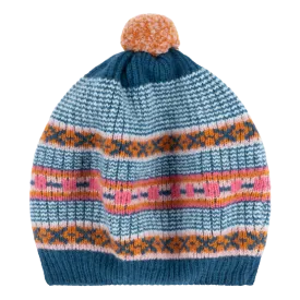 Dot and Cross Beret - Teal and Ginger