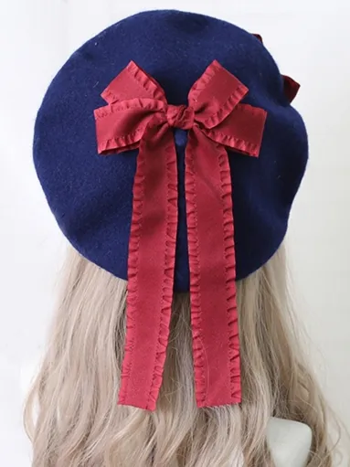 Girls Parisian Double Bow Beret