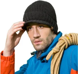 Home Prefer Men's Winter Hat Thick Knit Beanie Cap with Visor Newsboy Beanie Hat