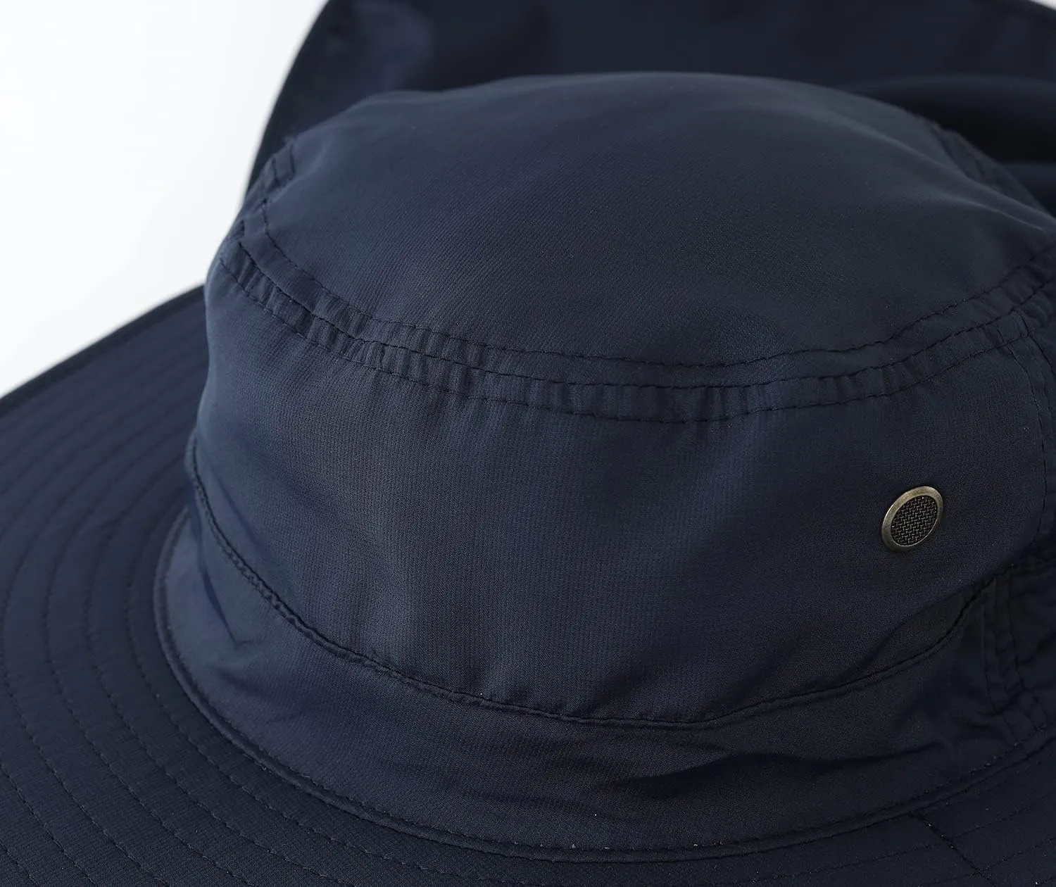 Home Prefer UPF50 Mens Sun Hat with Neck Flap Quick Dry UV Protection Cap Womens Wide Brim Fishing Hat Neck Flap Beach Garden
