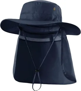 Home Prefer UPF50 Mens Sun Hat with Neck Flap Quick Dry UV Protection Cap Womens Wide Brim Fishing Hat Neck Flap Beach Garden