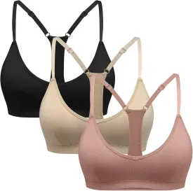 INIBUD Sports Bras for Women Racerback Triangle Padded Bralette Y Back Seamless Bra No Underwire V Neck Wireless