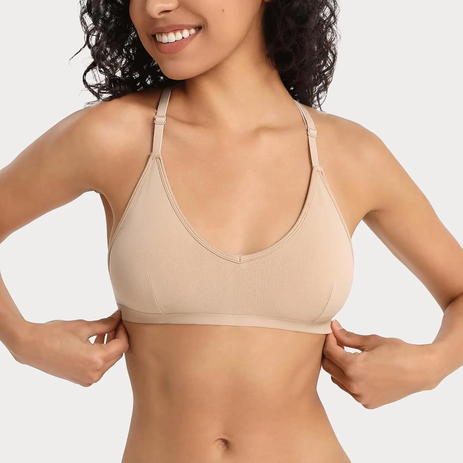 INIBUD Sports Bras for Women Racerback Triangle Padded Bralette Y Back Seamless Bra No Underwire V Neck Wireless