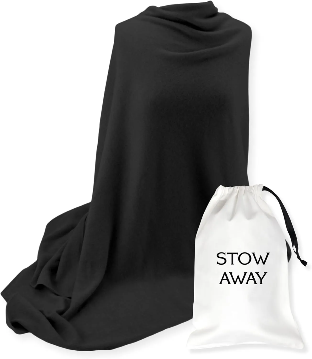 Jet&Bo 100% Pure Cashmere Travel Wrap, Shawl, Scarf & Blanket Black, Storage Bag   Gift Box