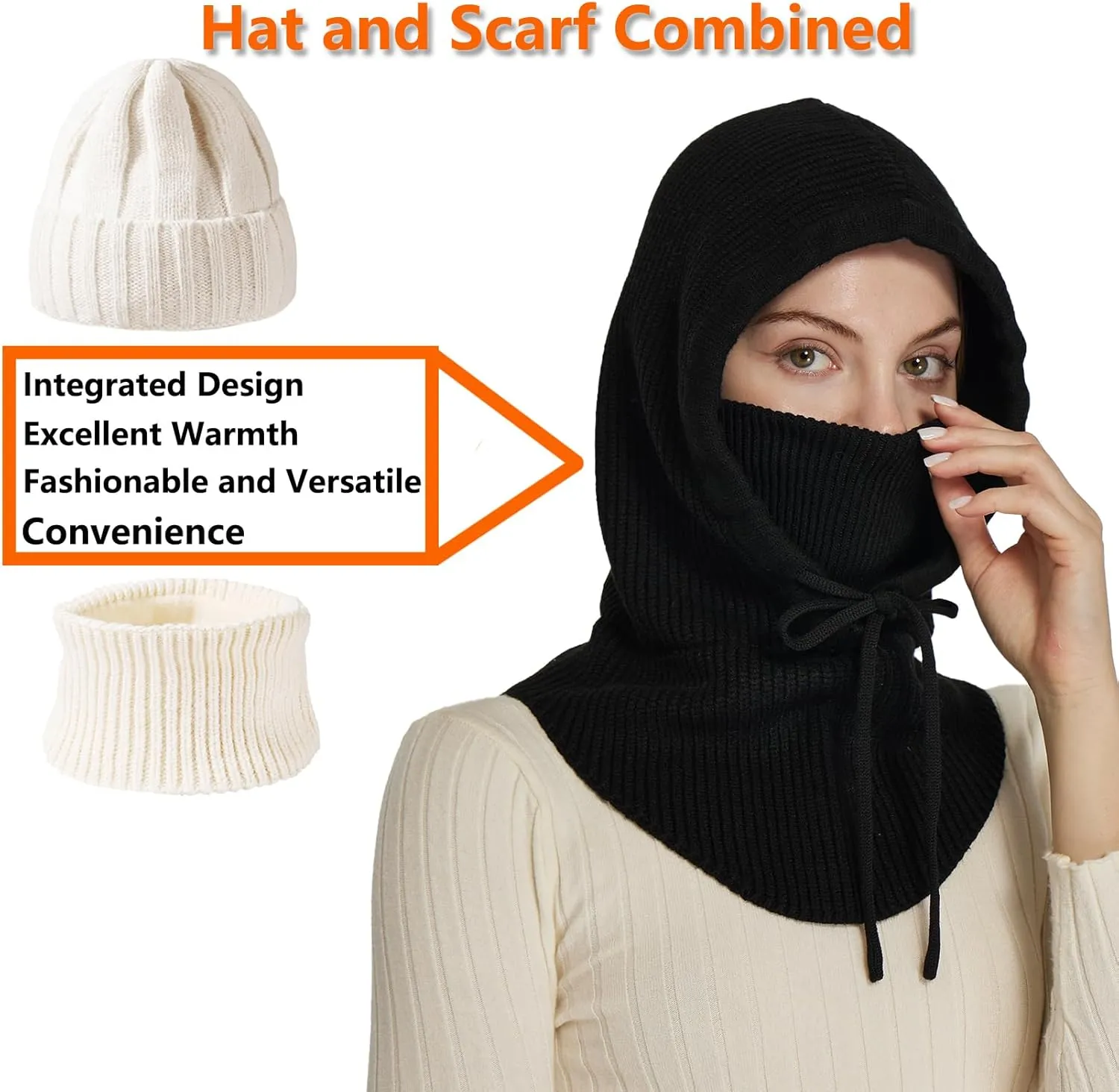 Knit Balaclava Women Winter Hats for Women Winter Face Mask Ski Mask for Men and Women Warm Face Cover Neck Warmer
