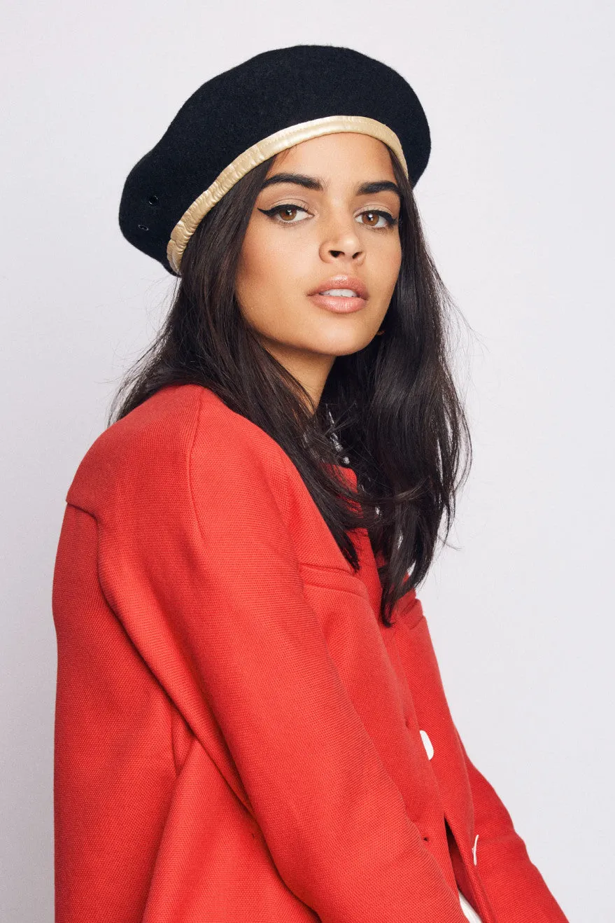 Lennon Women Beret - Black/Rose Gold
