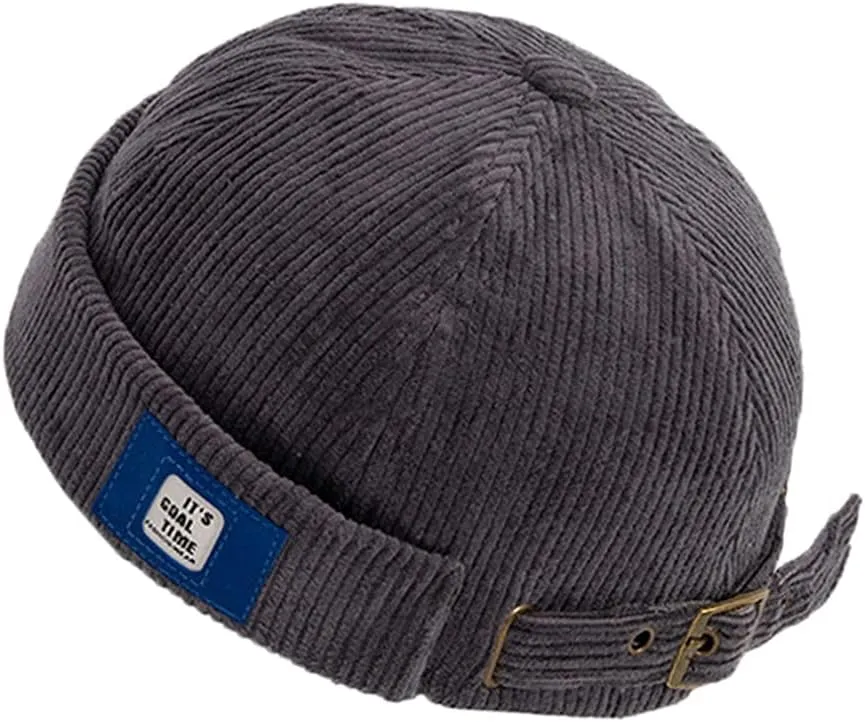 Men Hats Docker Cap Hats Beanie Sailor Cap Worker Hat Rolled Cuff Retro Brimless Hat with Adjustable