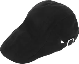 Men's Cotton Fedora Hat Newsboy Cap Stylish Beret Comfortable Dress Hat Black