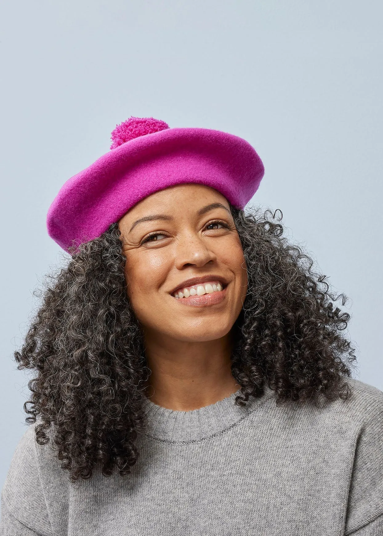 Pom Pom Beret Purple