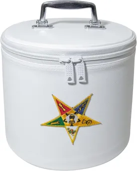 Premium OES White Fez Hat with Case & Gold Tassel  Embroidered OES with Star Emblem, 100% Wool Felt (Pure White Fez, Hat Size: 7 (59cm / 23) L)