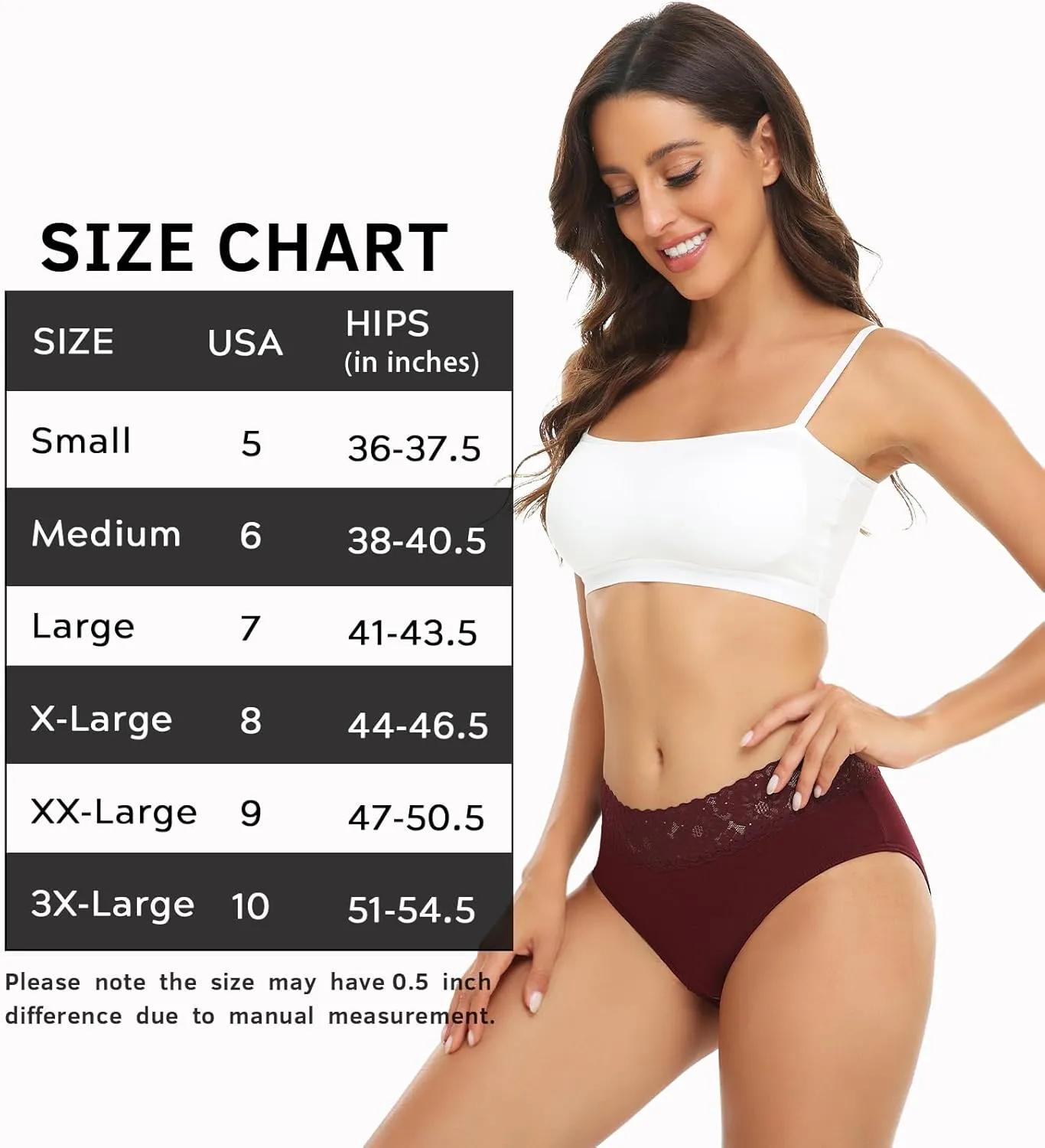 RHYFF Womens Underwear Cotton Bikini Panties Lace Soft Hipster Panty Ladies Stretch Full Briefs 5 Pack