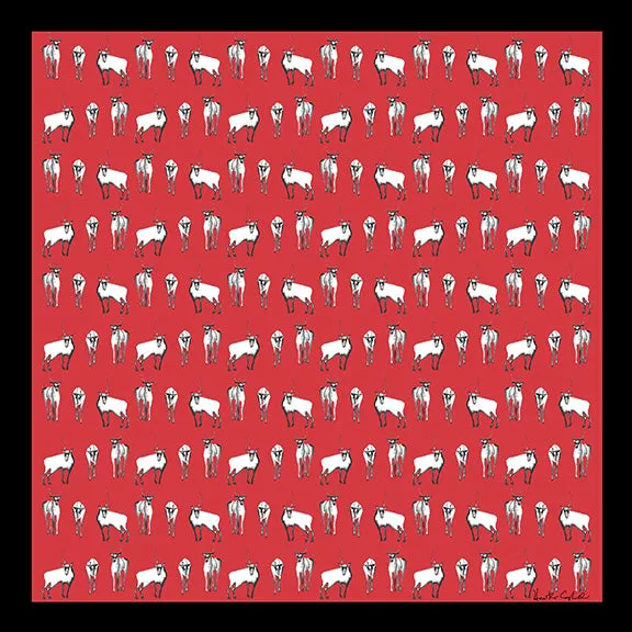 Silk Carre´Winter Animals Caribou Herd - Aurora Red