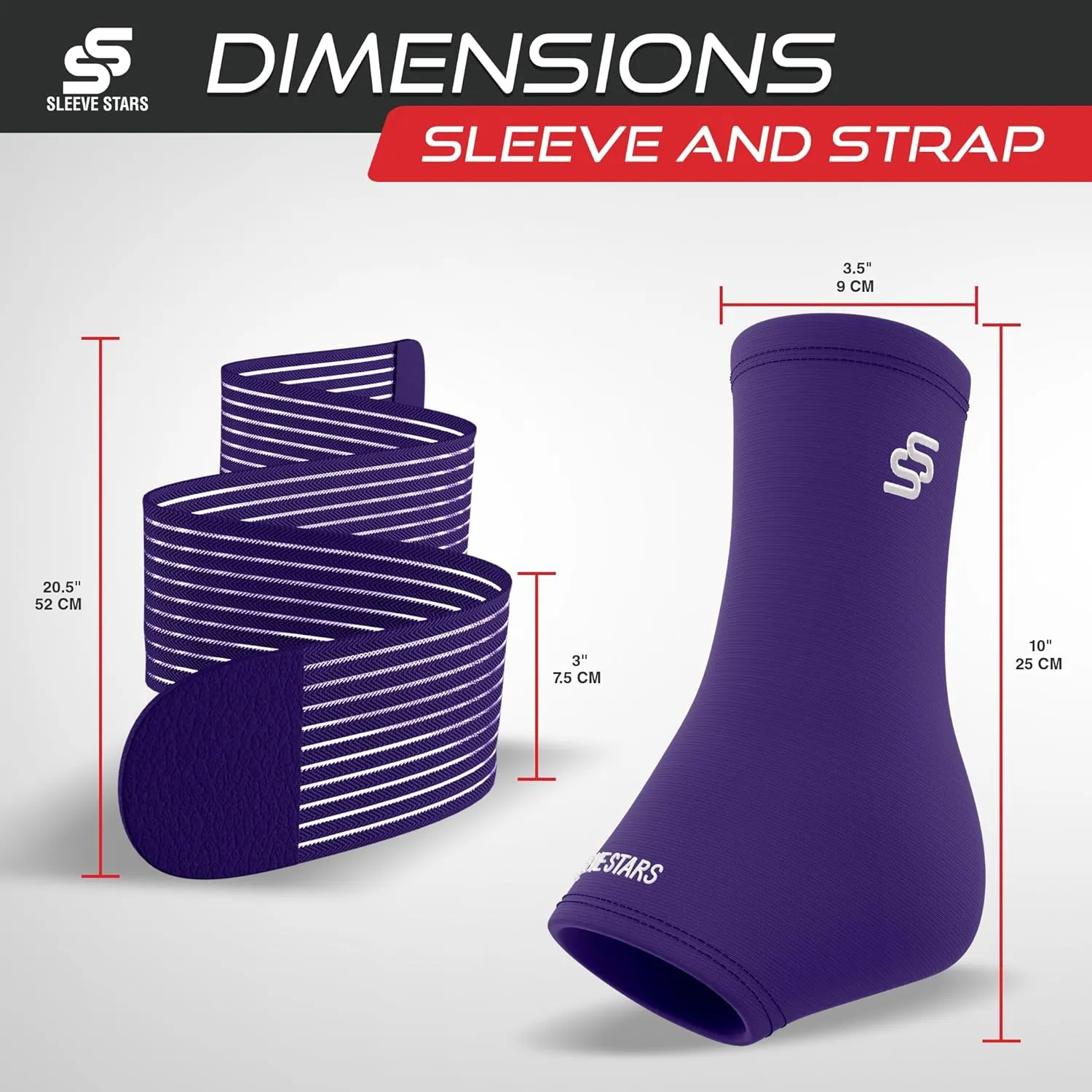 Sleeve Stars Ankle Brace for Sprained Ankle, Plantar Fasciitis Relief Ankle Support for Women, Ankle Compression Sleeve w/ Strap (Single/Dark Purple)