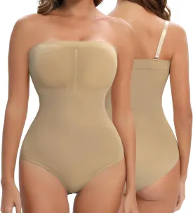 Strapless Shapewear for Women, Tummy Control Triangle Bodysuit, Seamless Sculpting Body Shaper Tank Top
