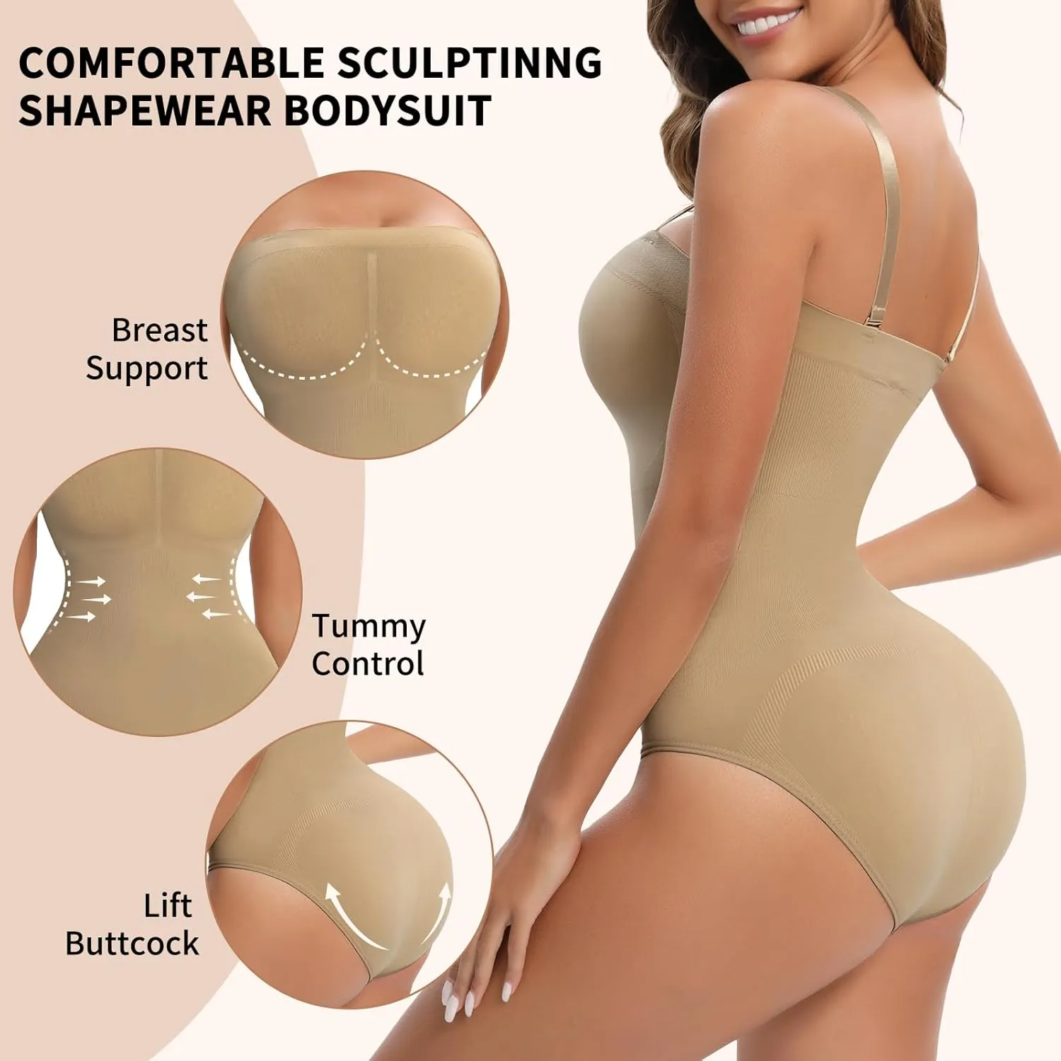 Strapless Shapewear for Women, Tummy Control Triangle Bodysuit, Seamless Sculpting Body Shaper Tank Top