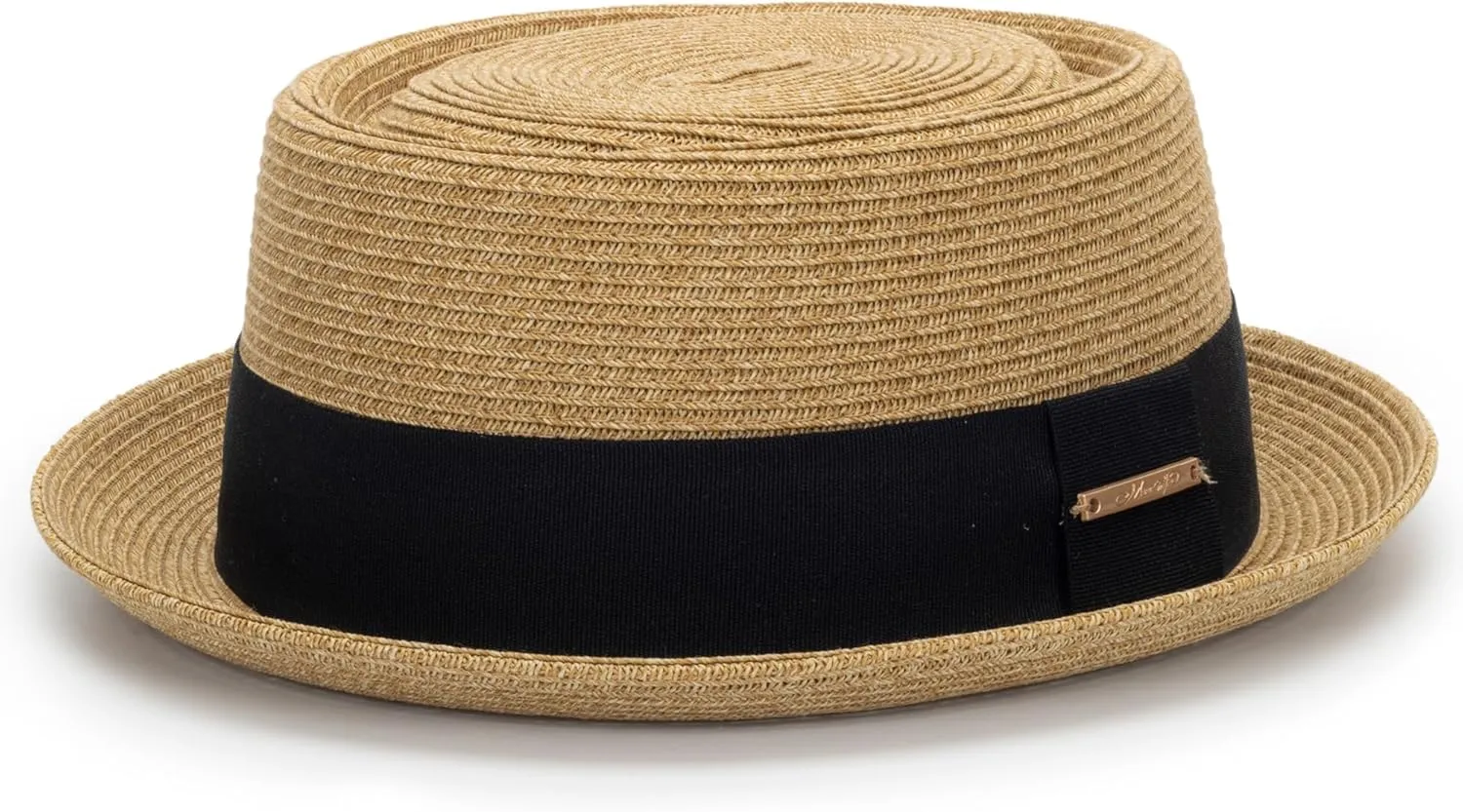 Straw Boater Hat for Women Men, Foldable Flat Brim Panama Hat, Beach Sun Hat UV-Protection, Fedora Derby Pork-Pie Hat