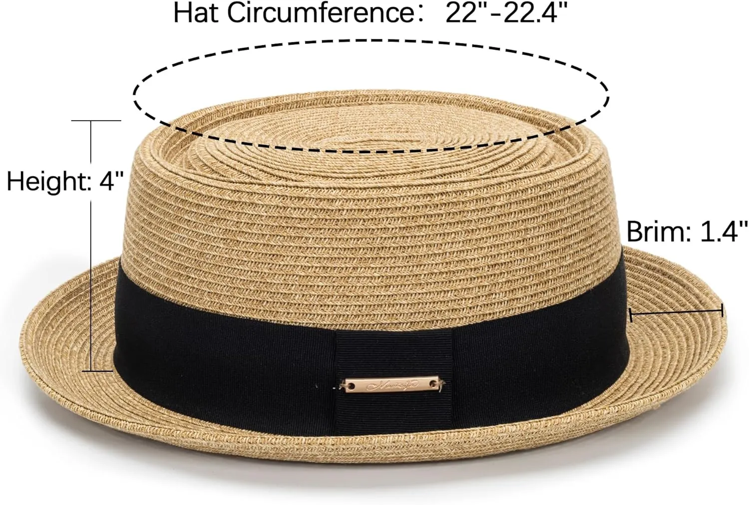 Straw Boater Hat for Women Men, Foldable Flat Brim Panama Hat, Beach Sun Hat UV-Protection, Fedora Derby Pork-Pie Hat