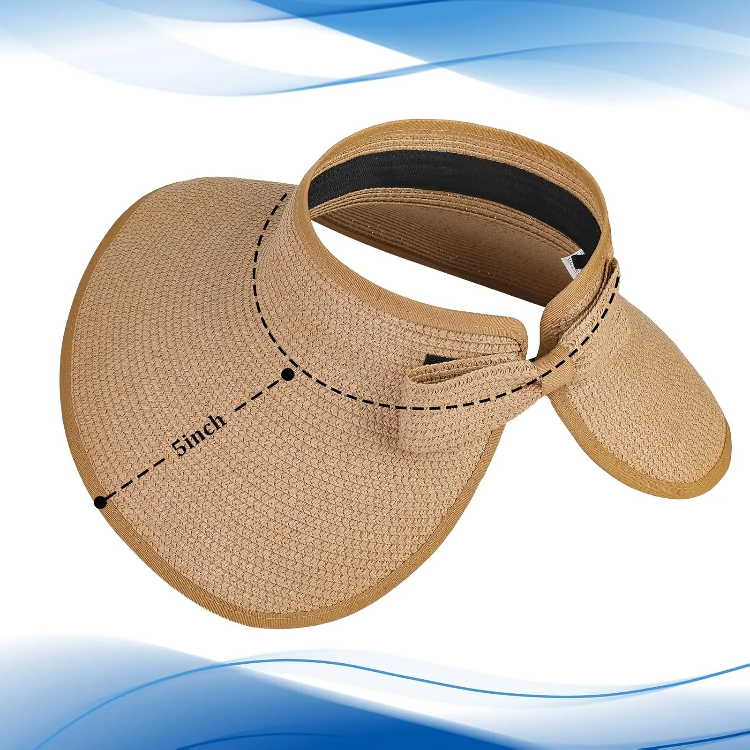 Sun Visor Hats for Women, Summer Packable Straw Beach Hat UV Protection 2025, Women's Ponytail Hat, Foldable Travel