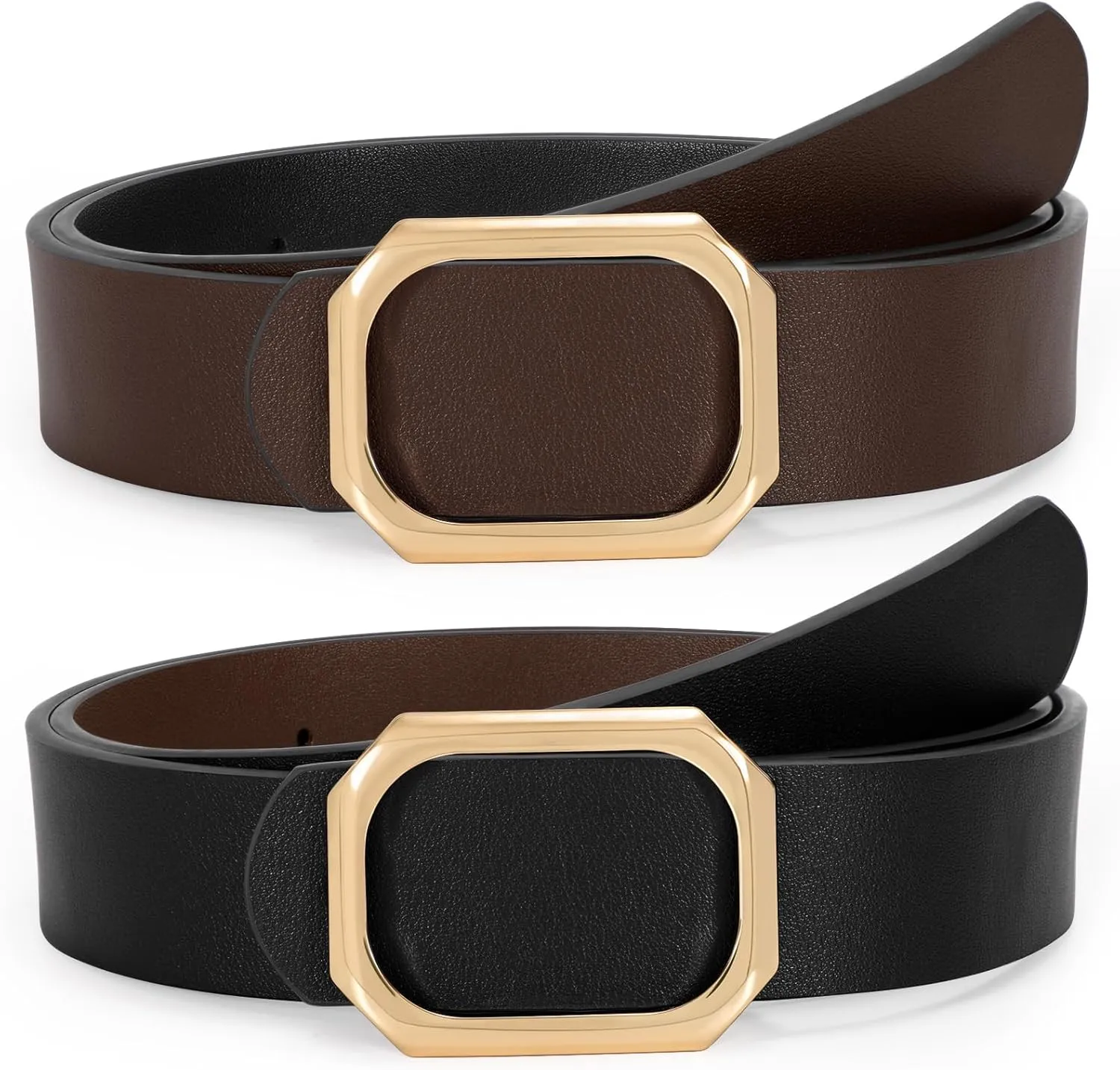 SUOSDEY Women Reversible Leather Belt for Jeans Pants Dresses Ladies Waist Belt, 1.3" Width
