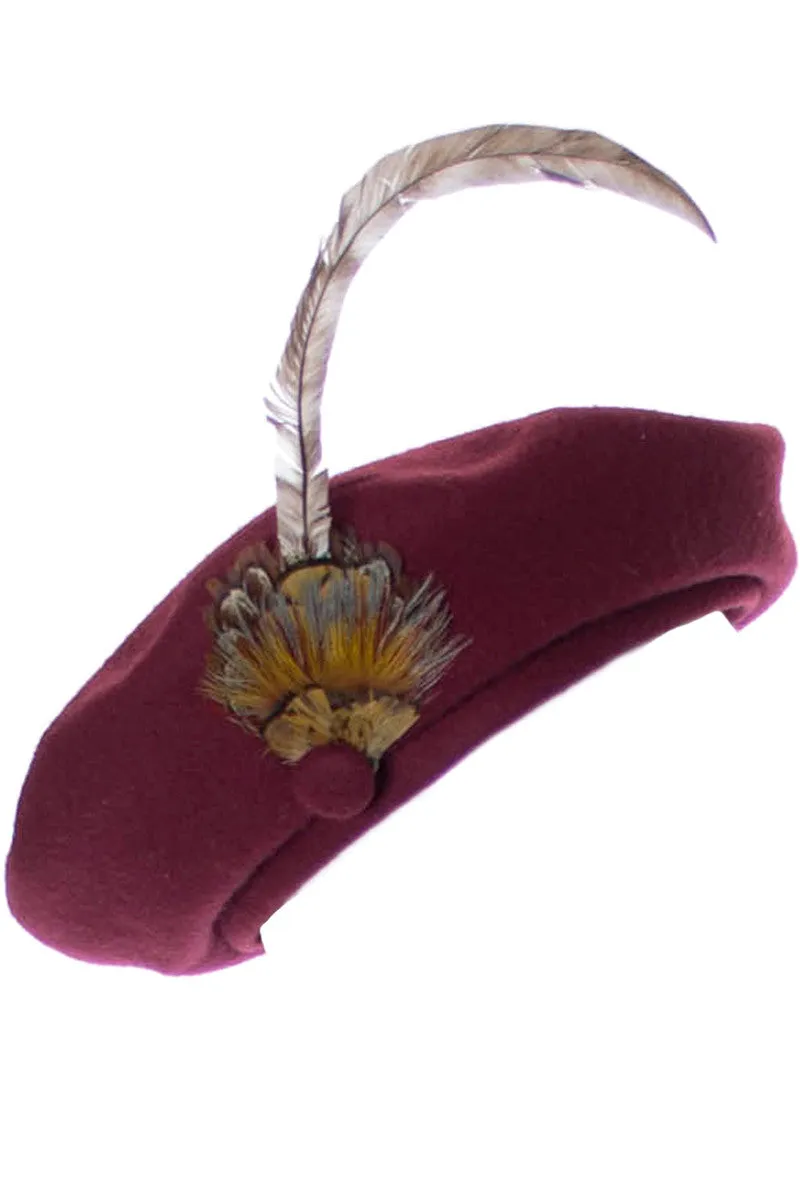 Vintage Adolfo II wool beret hat with feather