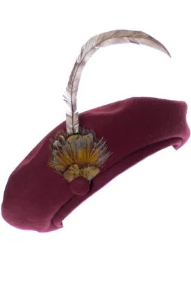Vintage Adolfo II wool beret hat with feather