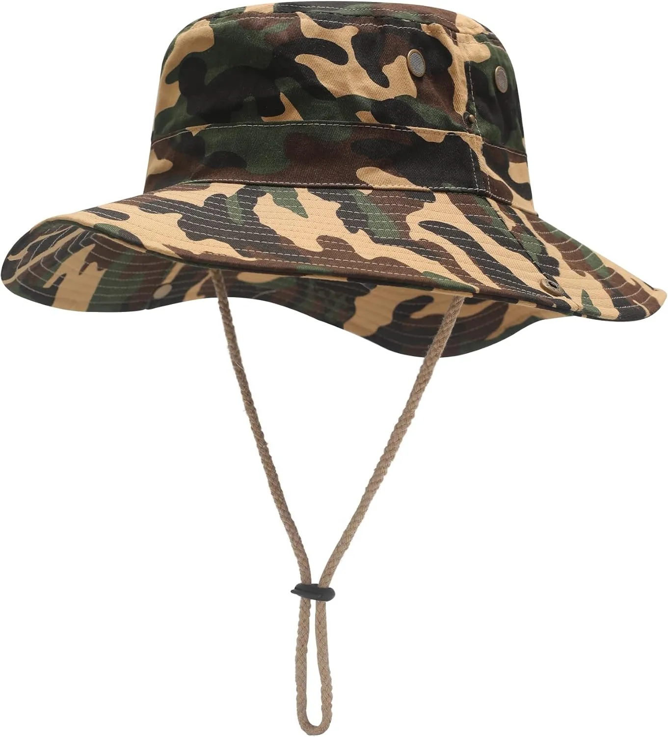 ZLYC Mens Waterproof Camo Sun Hat Wide Brim Packable Outdoor Mesh Fishing Bucket Hats